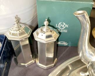 Williamsburg Pewter Hollowware by Kirk Stieff for Lenox Salt and Pepper Shakers - brand new, never used