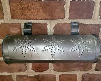 Vintage punched tin candle box 