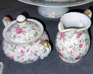 Vintage Lefton Rose Chintz cream & sugar