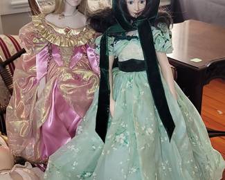 Franklin Mint Heirloom Scarlett O'Hara 19" doll and Cinderella 18" doll. 
