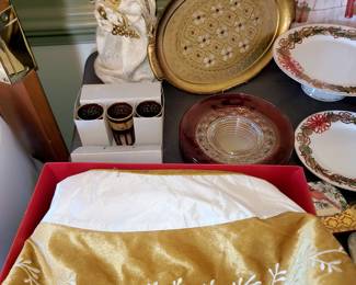 Christmas decor and serving pieces
