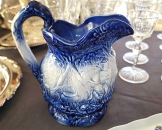 Burleigh Ironstone reproduction Flow Blue pitcher