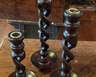 English barley twist candlesticks 