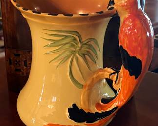 RARE Stunning Vintage 1930's Burleigh Ware UK Art Deco Jug Parrot Handle 