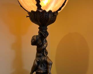 Antique bronze cherub lamp 