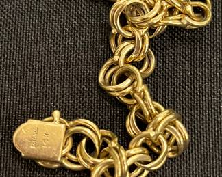 1950s heavy 14K charm bracelet