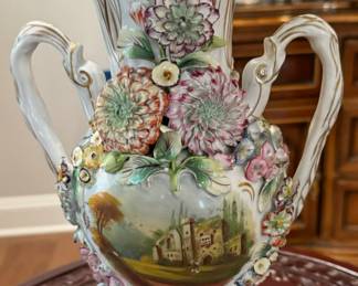 Massive pair of Antique Jacob Petit Floral vases…garniture in MINT condition 