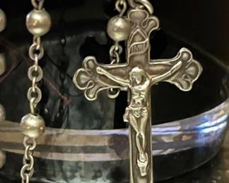 Large antique sterling silver rosary 