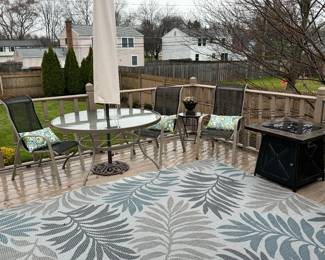 Outdoor patio set and fire pits