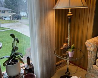 Brass lamp/side table