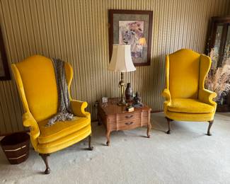 Beautiful mustard yellow Wing back chairs