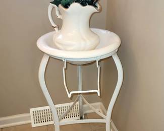 Vintage wash stand with ball feet