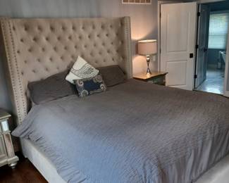 Upholstered Tufted Wingback Headboard with Sleep Number Mattress