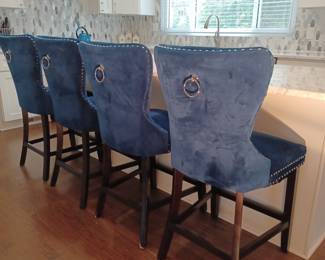 Blue Velvet Bar Stools
