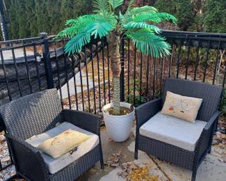 Outdoor Chairs with Palm Tree (2 sets available)
