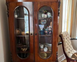 Beautiful antique glass front cabinet
Pottery
Kachina dolls