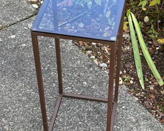 Contemporary Glass & Metal Plant Stand or End Table