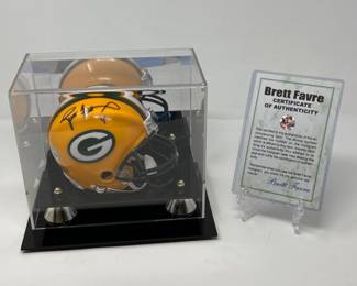 Signed w/ COA- Brett Favre Mini Helmet