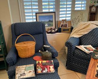 Cozy country armchair and ottoman