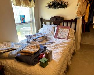 Full - sized bed, linens