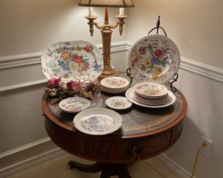  Vintage drum end table, 