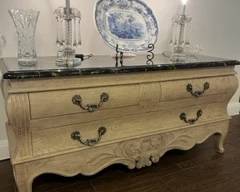 Bombay style chest with marble top.