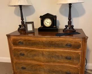 Marble Clock and dresser of the 3 piece set
