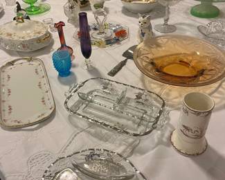 Lots of usable serving pieces and great gift items.