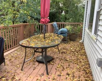 patio furniture and umbrella