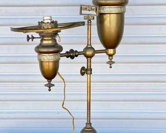 Repurposed Antique Brass Kerosene Student Lamp
