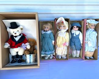 Annette Funicello Teddy Bear & (4) Brinn’s Dolls
