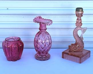 Rare Antique Northwood, Possible Cranberry Fenton, Tiffin Pink Glassware
