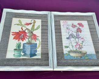 (2) Framed Floral Print-one Signed Laurence Perugini
