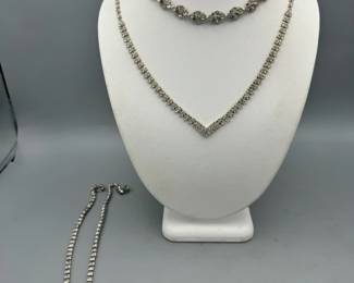 (3) Vintage Rhinestone Necklaces
