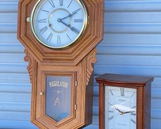 Regulator A Wall Clock & Seiko “Radio Controlled” Mantle Clock
