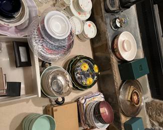 Gucci bucket/Waterford items/Lenox Leopard