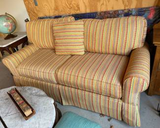 Pair of candy striped sofas