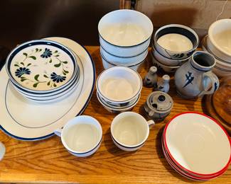 Dansk blue, white and green dishes