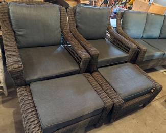Hampton Bay Outdoor wicker 6.5' sofa, two chairs with two ottomans in excellent condition! They can be used inside!