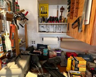 Bosch sander, assorted air nailers and nails, finishing sander and much much more!