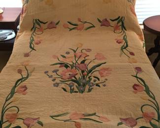 74 x 86 Scalloped Flower Basket some discoloration.