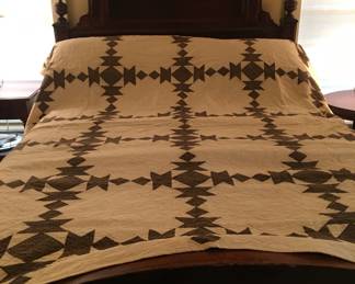 78 x 71  approximately green gingham quilt