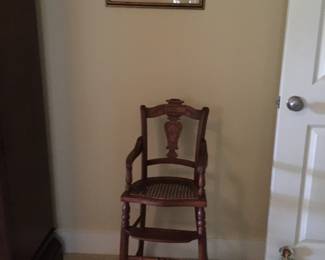 Eastlake Victorian, walnut caned bottom pristine condition children behaved in that era used in bedroom now but previously in my dining room just a fun piece