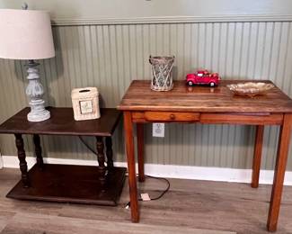 2 Wooden Tables And Decor