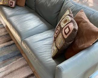 Blue leather sofa