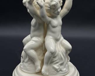 White Bisque Figurine w/ 3 Dancing Cupids