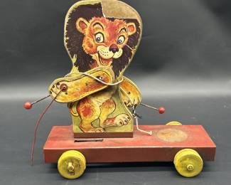 Vintage Fisher Price Leo the Lion Drummer Pull Toy