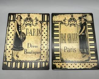 (2) Parisian Fashion Wall Decor Signs