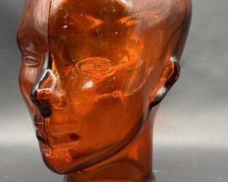 San Miguel Vidrios Art Glass Face, Marked