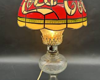 Vintage Coca-Cola Stained Glass (Look) Lamp